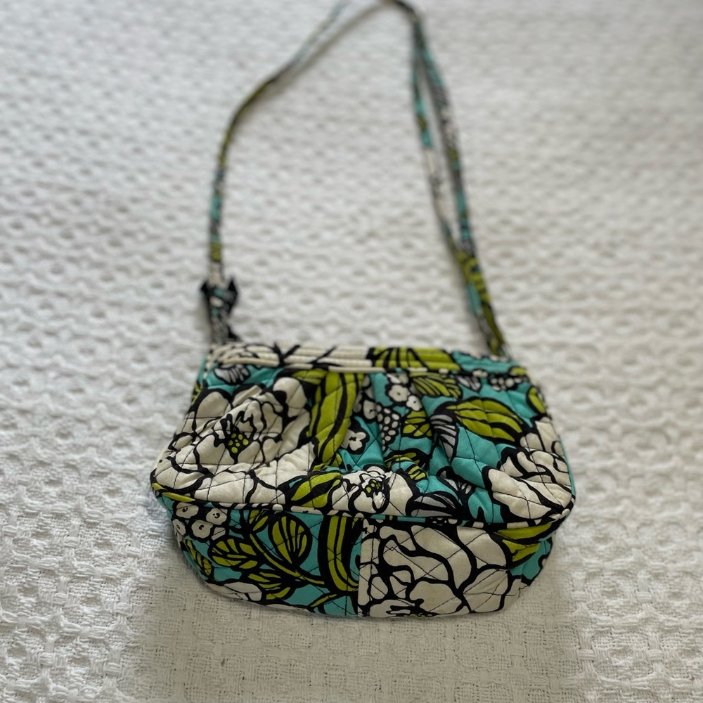 Vera Bradley Floral Crossbody Bag - Blue‎ and Green~ Small Bag